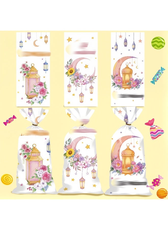 100Pcs Ramadan  Eid Mubarak Gift Bags Plastic Cookie Candy Bag Ramadan Kareem Decor